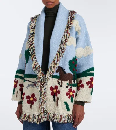 Alanui Intarsia Wool-blend Cardigan In Multi