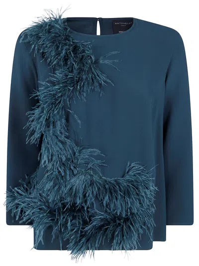 Antonelli 'mango' Round Neck Top In Green