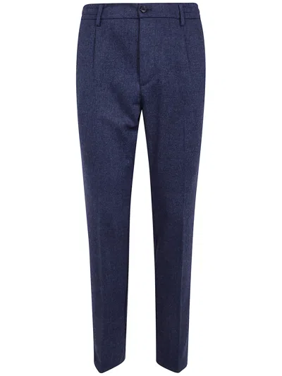 Cruna Herringbone-pattern Wool Trousers In Blue