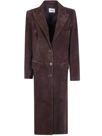 Arma Single-breasted Suede Coat In Brown