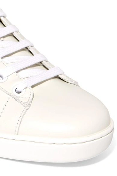 Shop Gucci Appliquéd Embellished Leather Sneakers