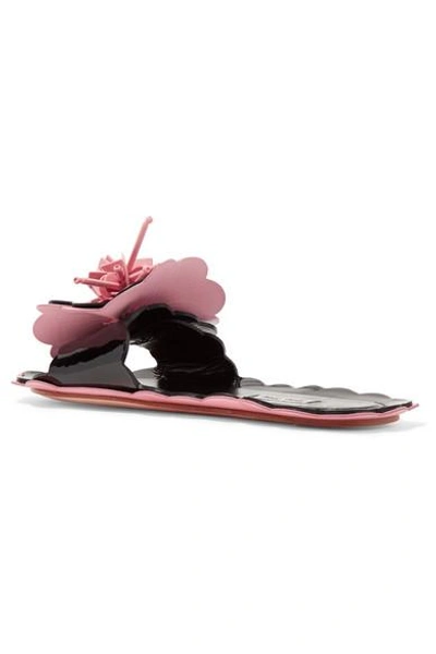 Shop Miu Miu Embellished Patent-leather Slides