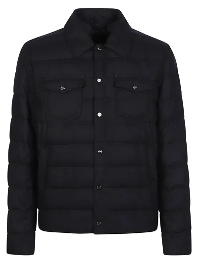 Herno Quilted Wool-blend Structured Down Jacket In Black