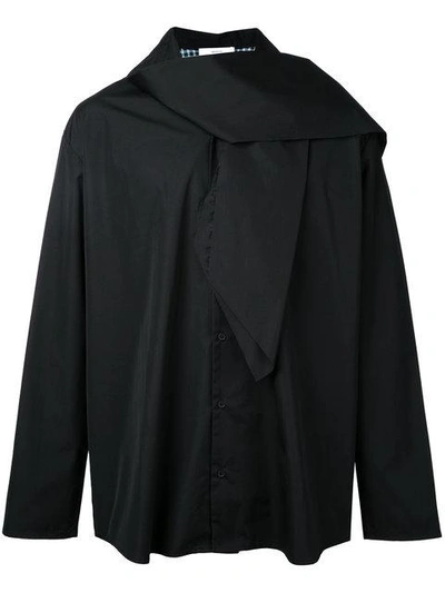 Shop Aganovich Scarf Detail Shirt In Black