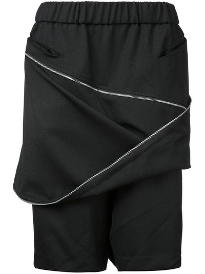 Shop Moohong Zip Front Track Shorts In Black