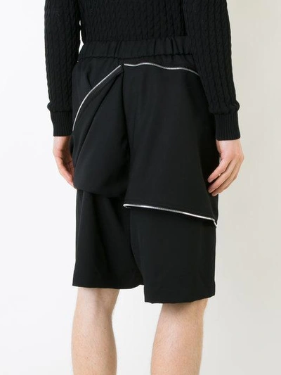 Shop Moohong Zip Front Track Shorts In Black