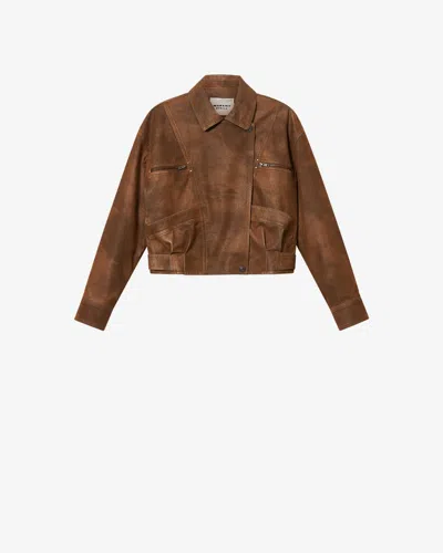 Isabel Marant Étoile Distressed-effect Panelled Jacket In Brown
