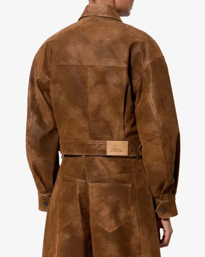 Isabel Marant Étoile Distressed-effect Panelled Jacket In Brown