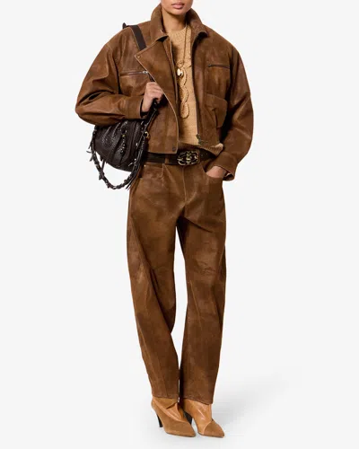 Isabel Marant Étoile Distressed-effect Panelled Jacket In Brown