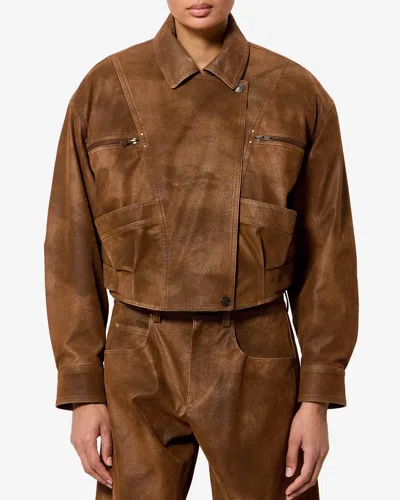 Isabel Marant Étoile Distressed-effect Panelled Jacket In Brown