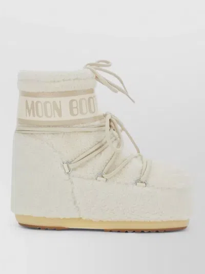 Moon Boot Shearling-effect Logo-print Snow Boots In White