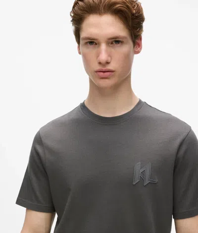 Karl Lagerfeld Monogram Wool-blend T-shirt In Gray