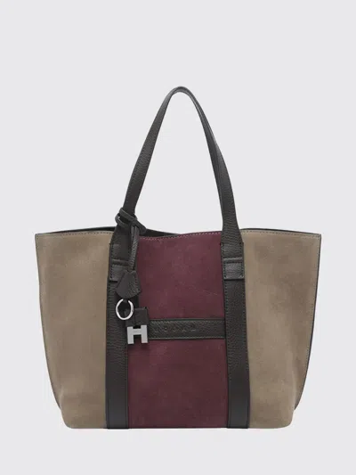 Hogan Script Shopping Bag Small In Brown