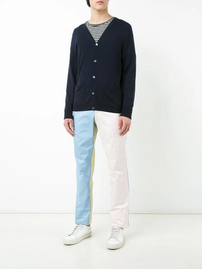 Shop Thom Browne Block Colour Tapered Trousers In Multicolour