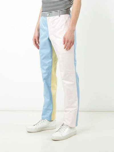 Shop Thom Browne Block Colour Tapered Trousers In Multicolour