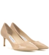 Jimmy Choo Romy 60mm Patent Pointed-toe Pumps In Neutrals