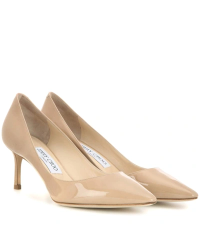 Shop Jimmy Choo Romy 60 Patent Leather Pumps In Neutrals