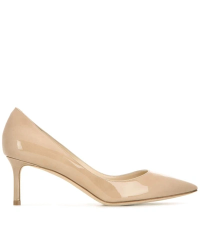 Shop Jimmy Choo Romy 60 Patent Leather Pumps In Neutrals