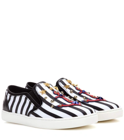 Shop Dolce & Gabbana Striped Slip-on Sneakers In White