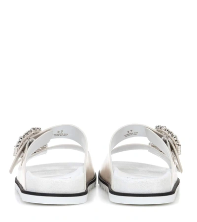 Shop Roger Vivier Slidy Viv' Leather Slip-on Sandals In White