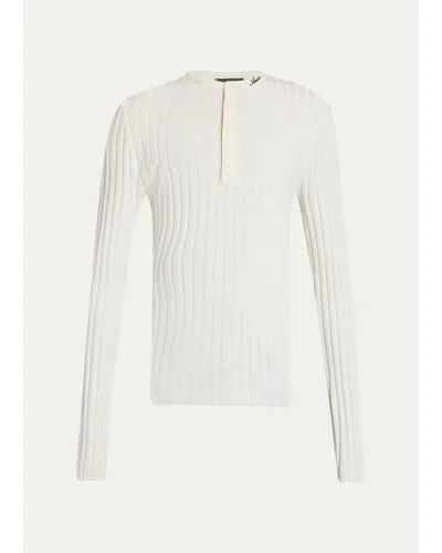Amiri Script Knit Henley In White