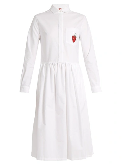 Shrimps Gerald Embroidered Cotton-poplin Shirt Dress In White