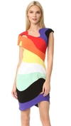 MUGLER SHORT SLEEVE RAINBOW DRESS