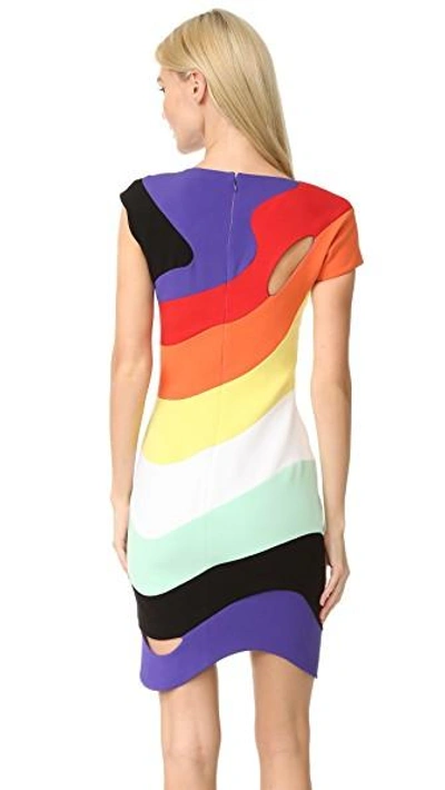 Shop Mugler Short Sleeve Rainbow Dress