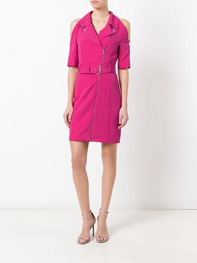 Shop Jeremy Scott Zipped Shoulders Belted Dress