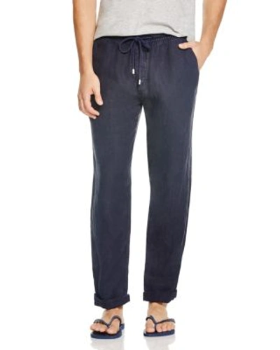 Shop Vilebrequin Pacha Linen Pants In Dark Blue