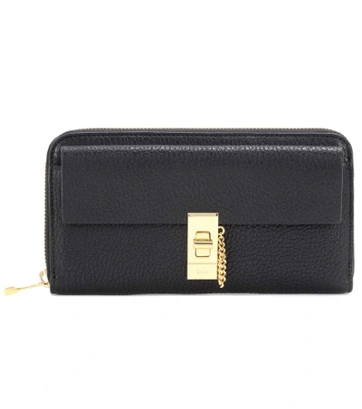 Shop Chloé Drew Long Leather Wallet In Black