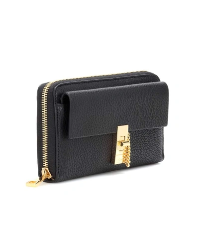 Shop Chloé Drew Long Leather Wallet In Black