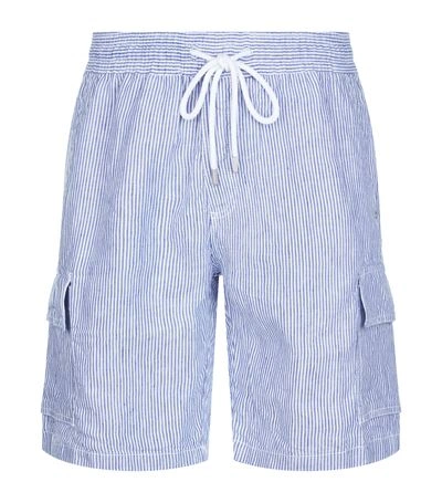 Vilebrequin Bermuda Striped Drawstring-waist Linen Shorts In Blue