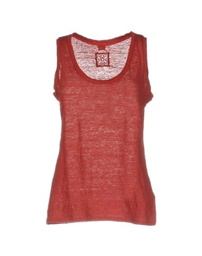 120% Lino Tank Tops In Brick Red