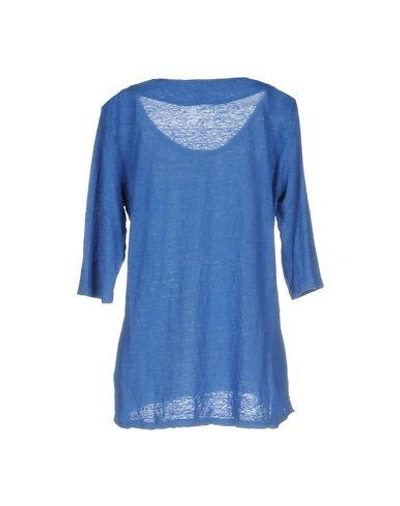 Shop 120% Lino T-shirt In Blue