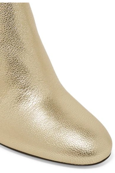 Shop Saint Laurent Lou Lou Metallic Textured-leather Ankle Boots