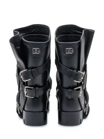 Dolce & Gabbana Biker Mini Boots In Black