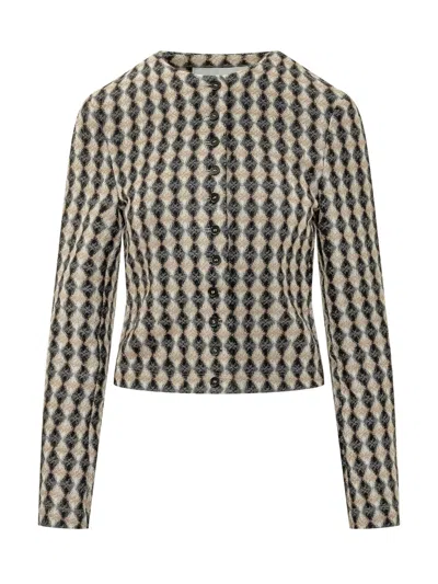 Msgm -inspired Multi-texture Jacket In Gray