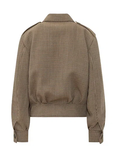 The Seafarer Houndstooth-pattern Belted Jacket In Brown