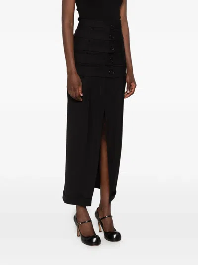 Viktor & Rolf Multi-layered Buttoned Maxi Skirt In Blue