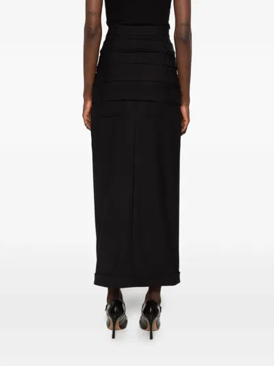 Viktor & Rolf Multi-layered Buttoned Maxi Skirt In Blue