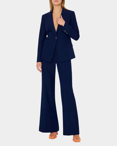 Milly Avery Single-button Cady Blazer In Blue