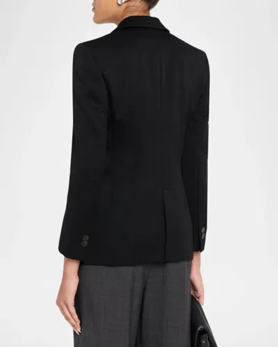 Giorgio Armani Double-breasted Slim Wool Blazer In Solid Black