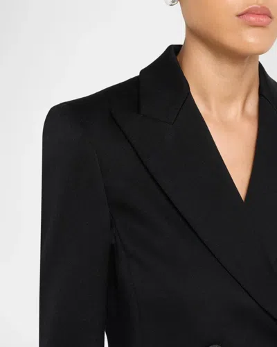 Giorgio Armani Double-breasted Slim Wool Blazer In Solid Black
