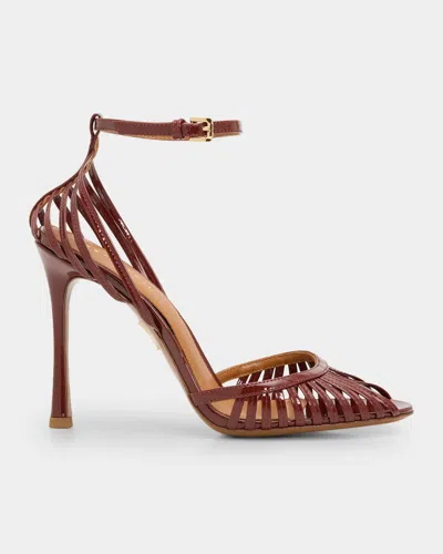 Retroféte Analu 105mm Python-embossed Leather Heel Sandals In Burgundy