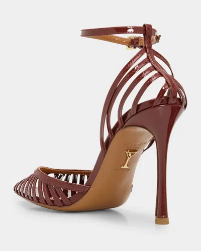 Retroféte Analu 105mm Python-embossed Leather Heel Sandals In Burgundy