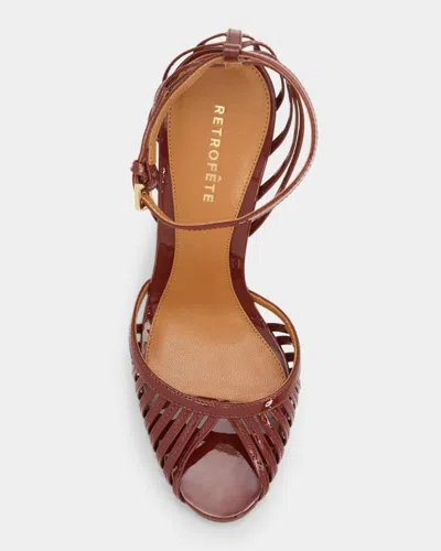 Retroféte Analu 105mm Python-embossed Leather Heel Sandals In Burgundy