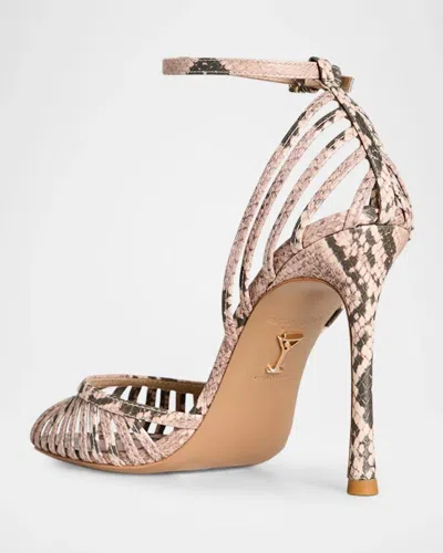 Retroféte Analu 105mm Python-embossed Leather Heel Sandals In Multi