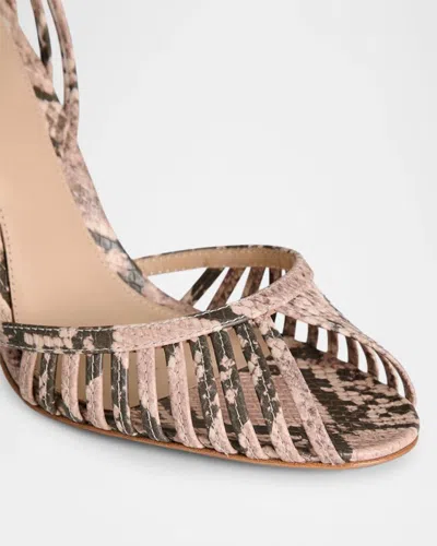Retroféte Analu 105mm Python-embossed Leather Heel Sandals In Multi
