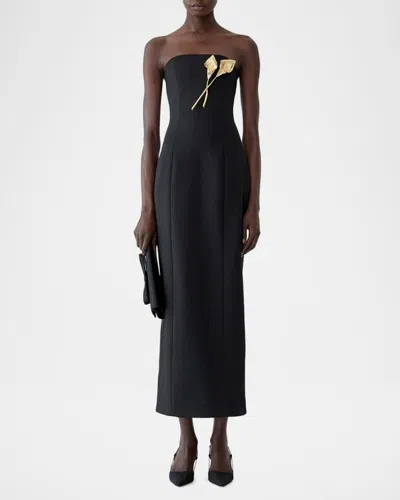 Carolina Herrera Calla Lily Strapless Column Gown In Black
